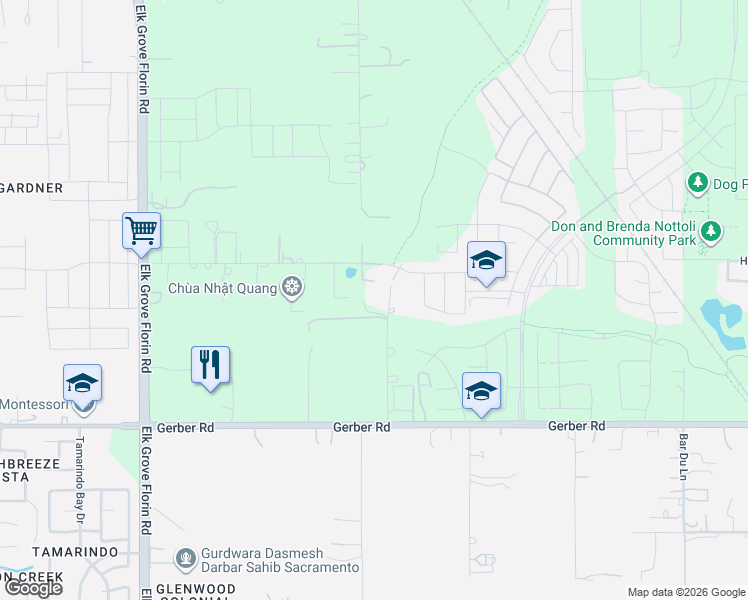 map of restaurants, bars, coffee shops, grocery stores, and more near 7495 Passalis Lane in Sacramento