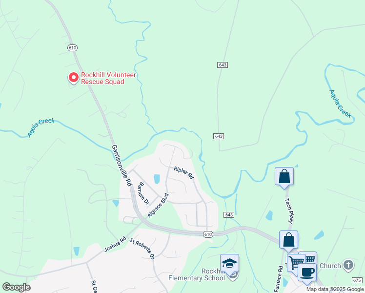 map of restaurants, bars, coffee shops, grocery stores, and more near 19 Webb Court in Stafford