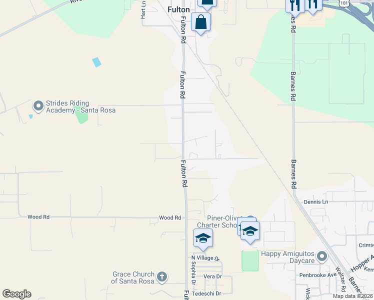 map of restaurants, bars, coffee shops, grocery stores, and more near 2794 Fulton Road in Fulton
