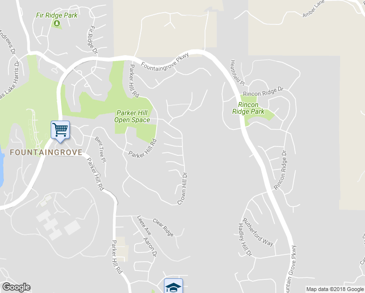 map of restaurants, bars, coffee shops, grocery stores, and more near Crown Hill Dr & Giorno Ct in Santa Rosa