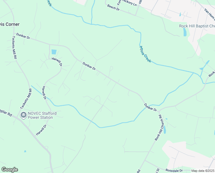 map of restaurants, bars, coffee shops, grocery stores, and more near 119 Dunbar Drive in Stafford
