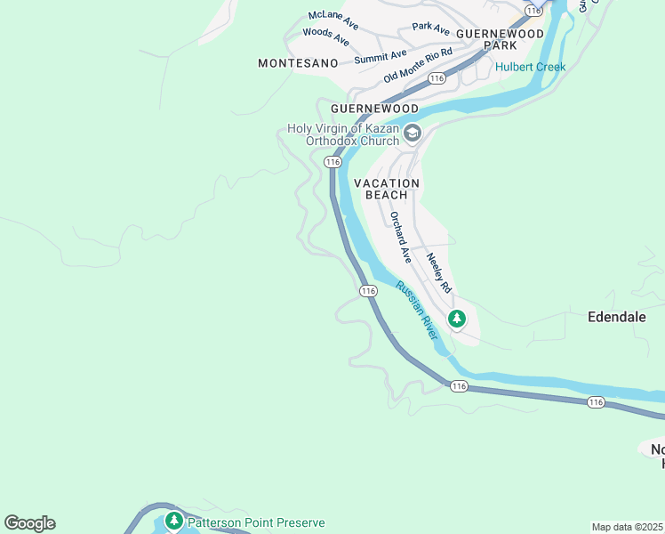 map of restaurants, bars, coffee shops, grocery stores, and more near 17914 Old Monte Rio Road in Guerneville