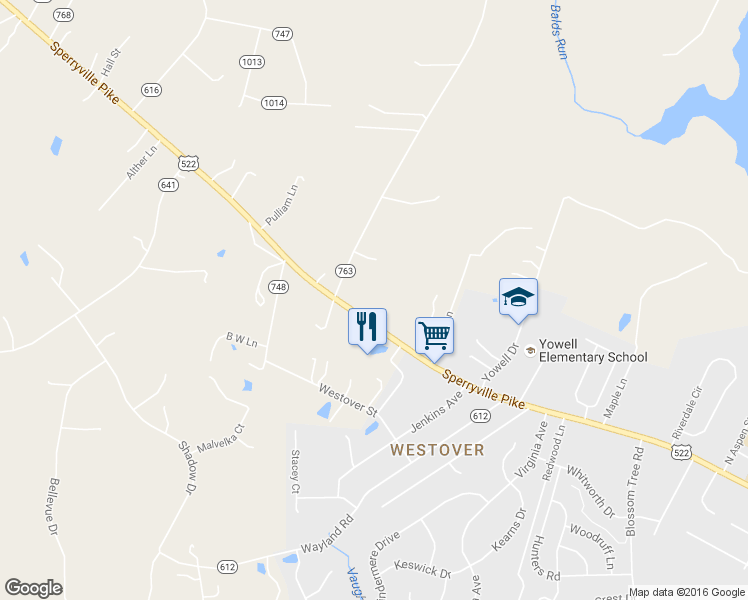 map of restaurants, bars, coffee shops, grocery stores, and more near 12239 Sperryville Pike in Culpeper