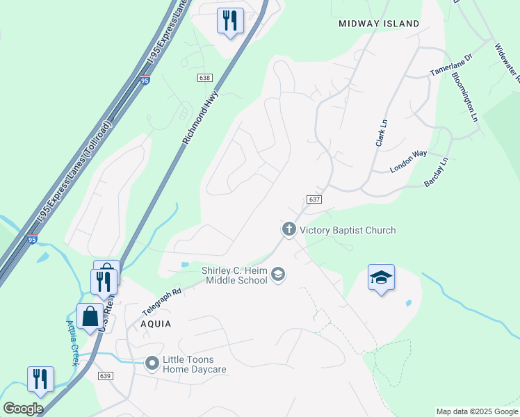 map of restaurants, bars, coffee shops, grocery stores, and more near 118 Olympic Drive in Stafford