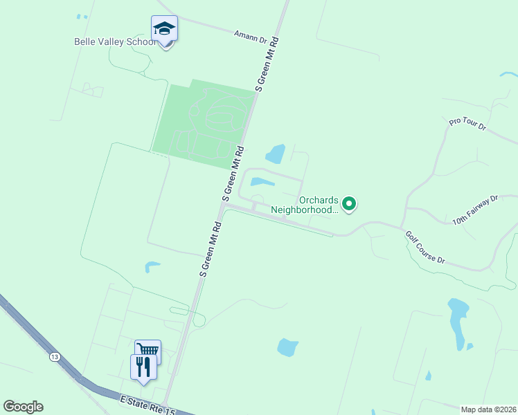 map of restaurants, bars, coffee shops, grocery stores, and more near 1432 Orchard Lakes Circle in Belleville