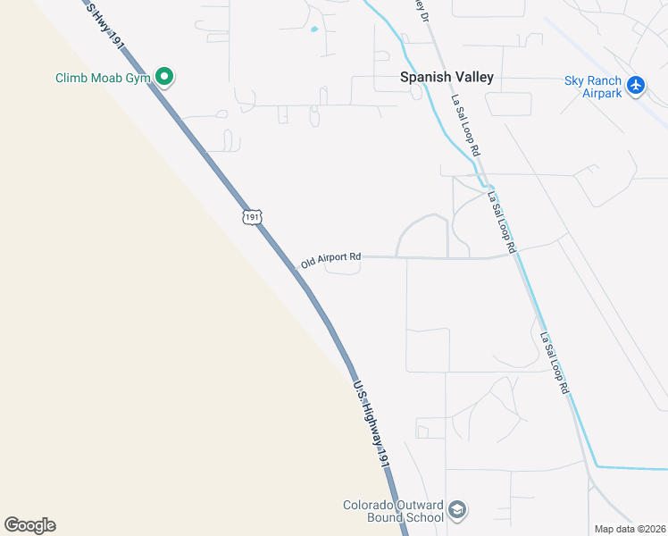 map of restaurants, bars, coffee shops, grocery stores, and more near Old Airport Road in Moab