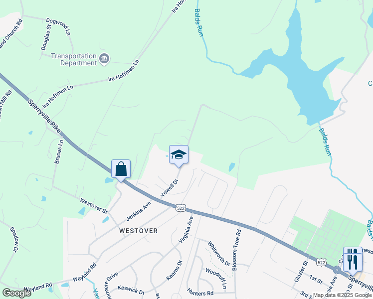 map of restaurants, bars, coffee shops, grocery stores, and more near 701 Yowell Drive in Culpeper