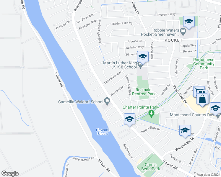 map of restaurants, bars, coffee shops, grocery stores, and more near 378 Mariner Point Way in Sacramento