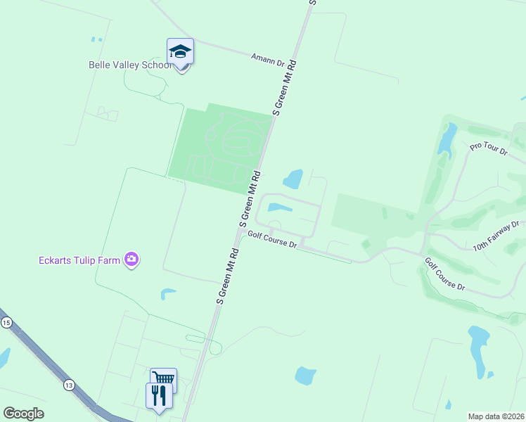 map of restaurants, bars, coffee shops, grocery stores, and more near 1383 Orchard Lakes Circle in Belleville