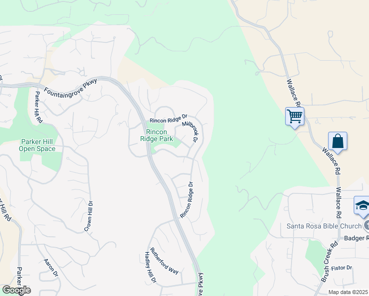 map of restaurants, bars, coffee shops, grocery stores, and more near 3912 Park Gardens Drive in Santa Rosa