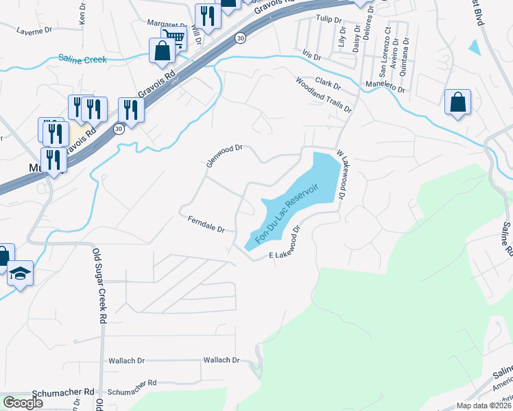 map of restaurants, bars, coffee shops, grocery stores, and more near 34 Circle View Drive in Fenton