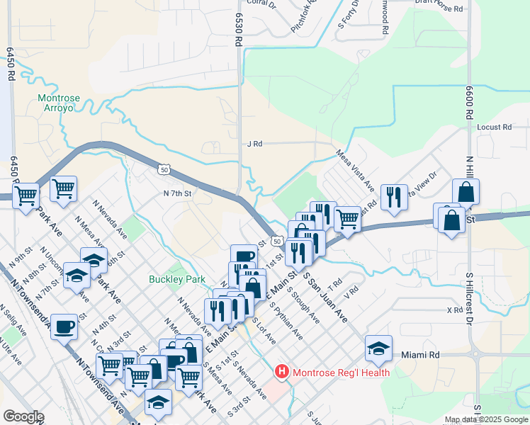 map of restaurants, bars, coffee shops, grocery stores, and more near 1330 North 3rd Street in Montrose