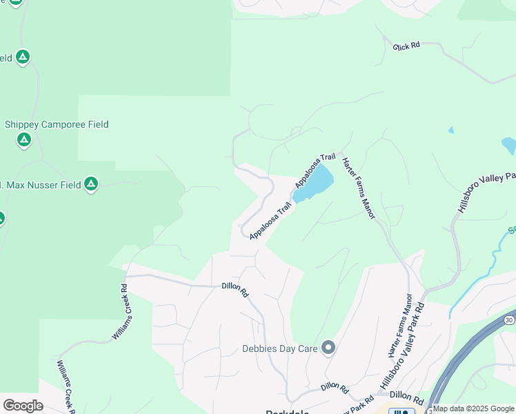 map of restaurants, bars, coffee shops, grocery stores, and more near 2300 Appaloosa Trail in High Ridge