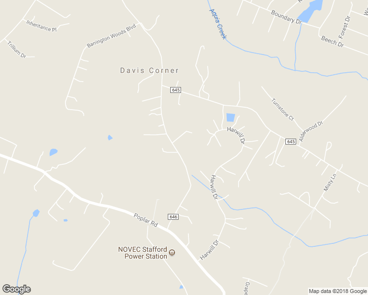 map of restaurants, bars, coffee shops, grocery stores, and more near 108 Tacketts Mill Road in Stafford