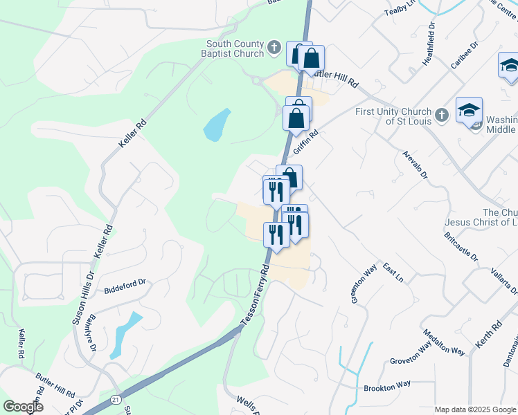 map of restaurants, bars, coffee shops, grocery stores, and more near 13139 Tesson Ferry Road in St. Louis