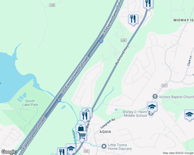map of restaurants, bars, coffee shops, grocery stores, and more near 810 Wind Ridge Drive in Stafford