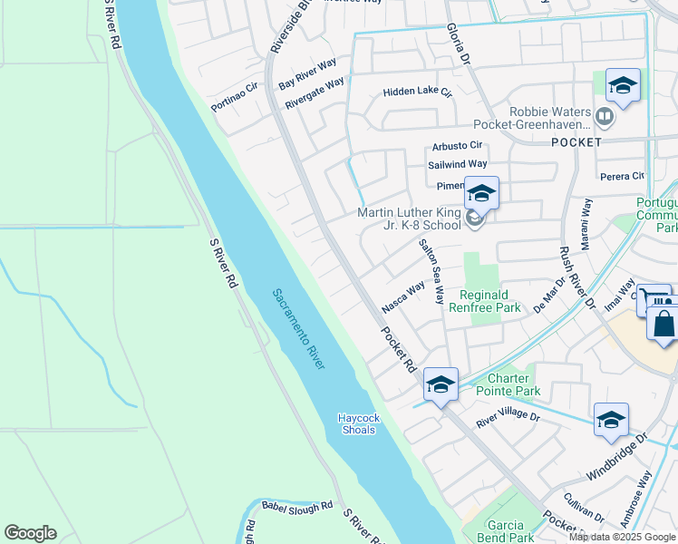 map of restaurants, bars, coffee shops, grocery stores, and more near 1 Evros River Court in Sacramento
