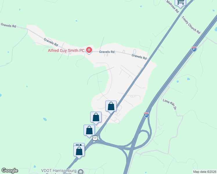 map of restaurants, bars, coffee shops, grocery stores, and more near 4259 Wiltshire St in Harrisonburg