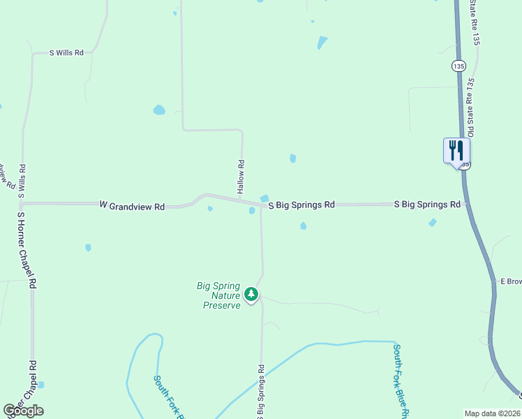 map of restaurants, bars, coffee shops, grocery stores, and more near 7713 South Big Springs Road in New Pekin