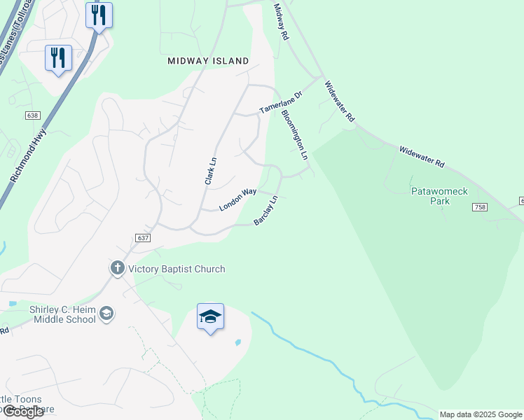 map of restaurants, bars, coffee shops, grocery stores, and more near 29 Barclay Lane in Stafford