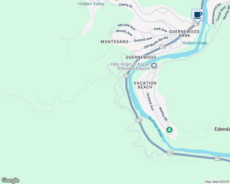 map of restaurants, bars, coffee shops, grocery stores, and more near 17850 Santa Rosa Avenue in Guerneville