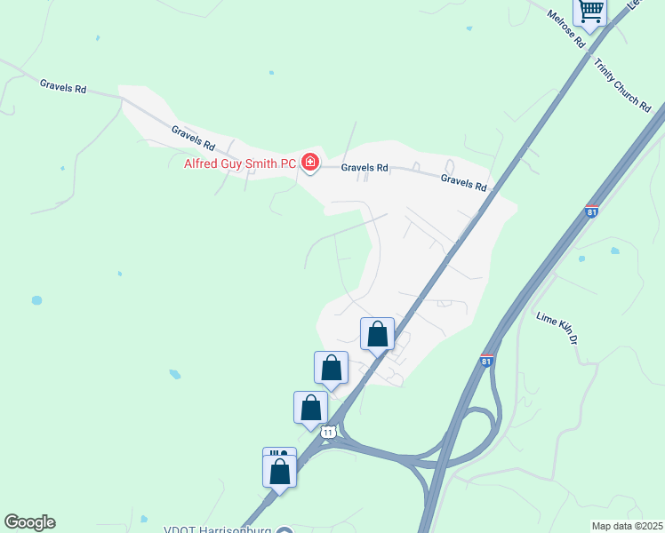 map of restaurants, bars, coffee shops, grocery stores, and more near 221 Suffolk Drive in Harrisonburg