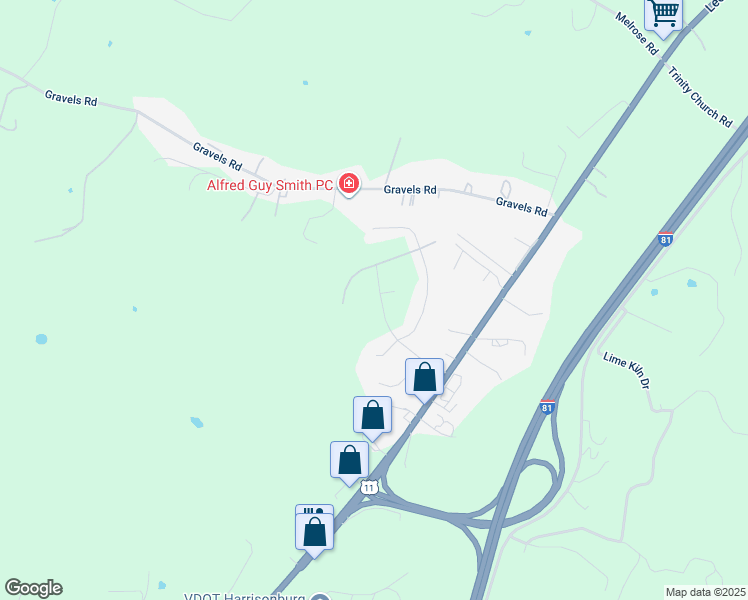 map of restaurants, bars, coffee shops, grocery stores, and more near 221 Suffolk Drive in Harrisonburg