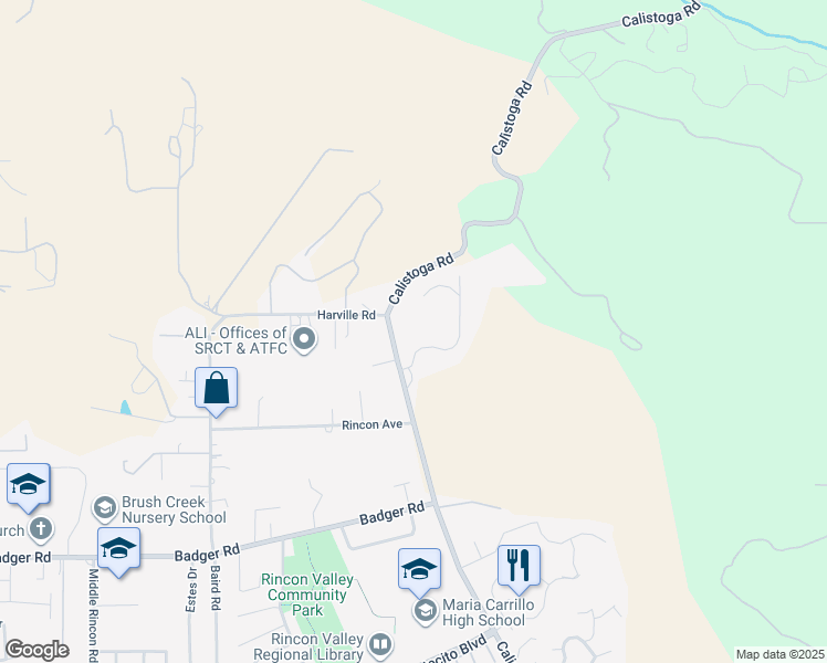 map of restaurants, bars, coffee shops, grocery stores, and more near 5240 Joaquin Drive in Santa Rosa