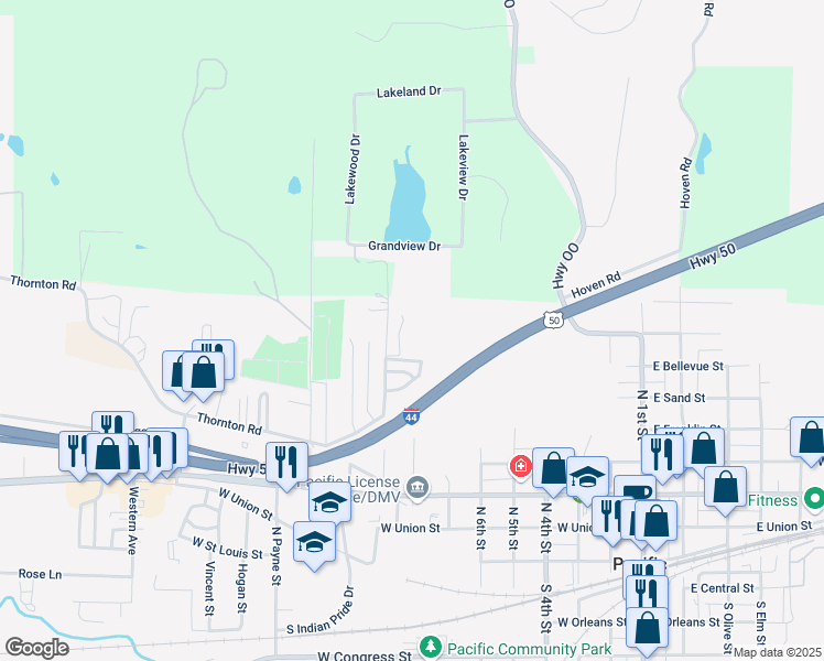 map of restaurants, bars, coffee shops, grocery stores, and more near 817 North Monroe Street in Pacific