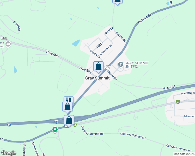 map of restaurants, bars, coffee shops, grocery stores, and more near in Gray Summit