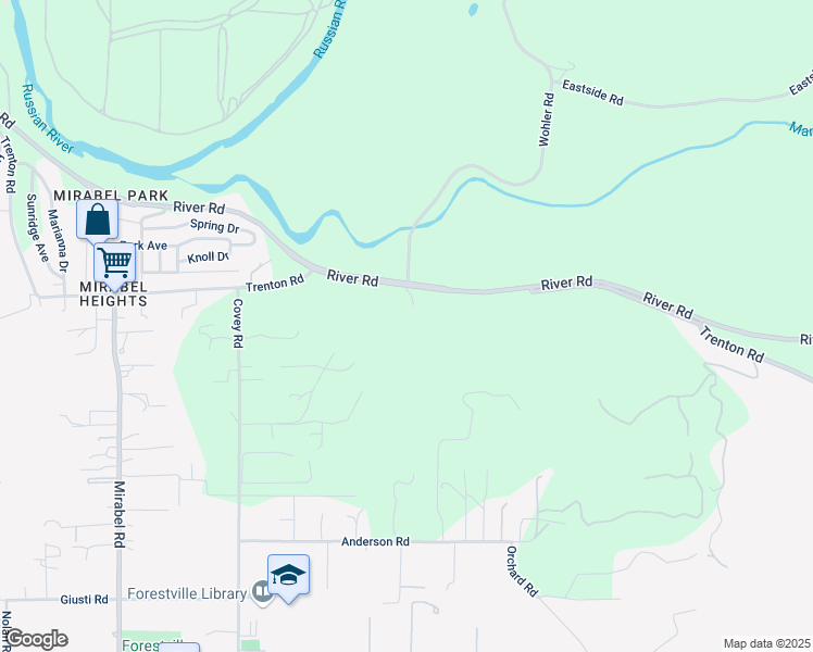 map of restaurants, bars, coffee shops, grocery stores, and more near 7871 River Road in Forestville