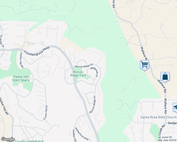 map of restaurants, bars, coffee shops, grocery stores, and more near 3980 Millbrook Drive in Santa Rosa