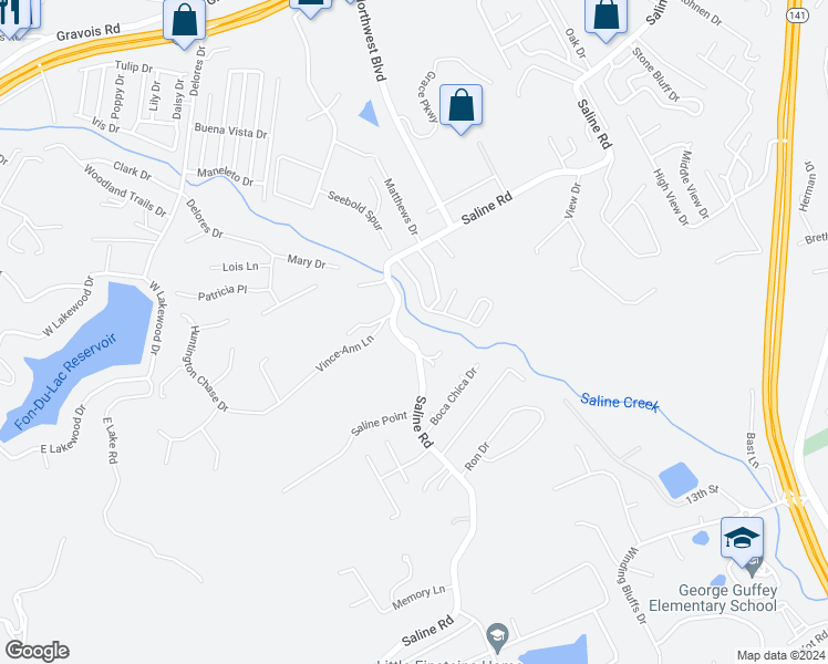 map of restaurants, bars, coffee shops, grocery stores, and more near 1220 Saline Road in Fenton