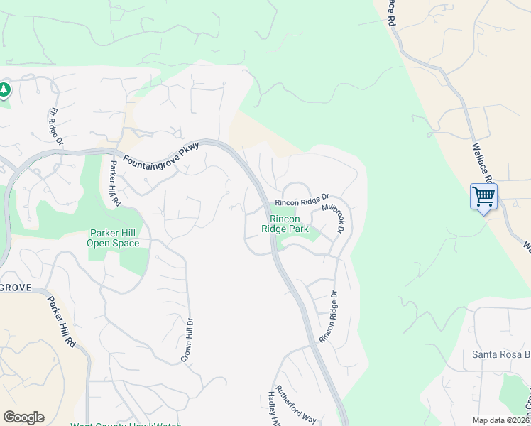 map of restaurants, bars, coffee shops, grocery stores, and more near 2403 Fountaingrove Parkway in Santa Rosa