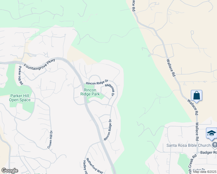 map of restaurants, bars, coffee shops, grocery stores, and more near 3961 Millbrook Drive in Santa Rosa