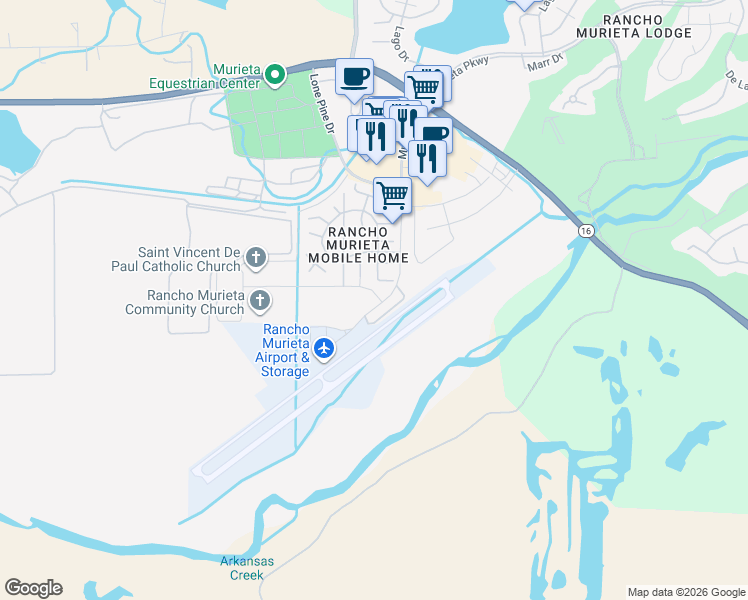 map of restaurants, bars, coffee shops, grocery stores, and more near 14738 Cantova Way in Rancho Murieta