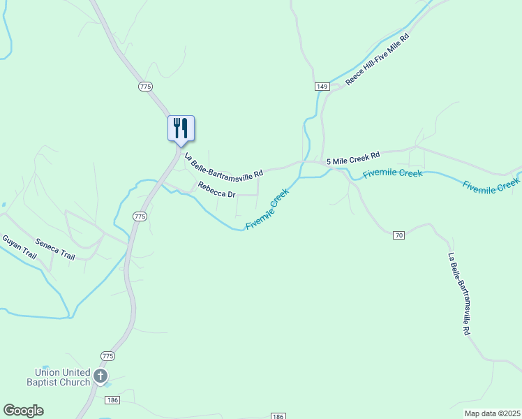 map of restaurants, bars, coffee shops, grocery stores, and more near 123 Township Road 340 in Proctorville