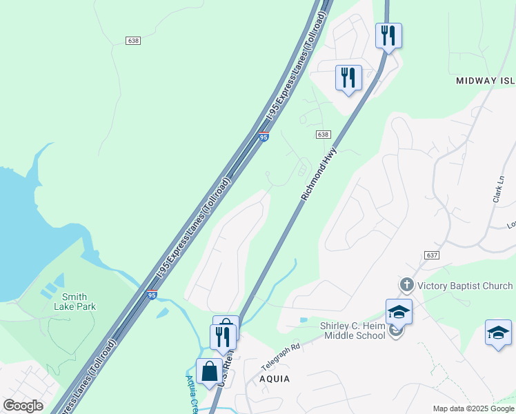 map of restaurants, bars, coffee shops, grocery stores, and more near 202 Kings Crest Drive in Stafford