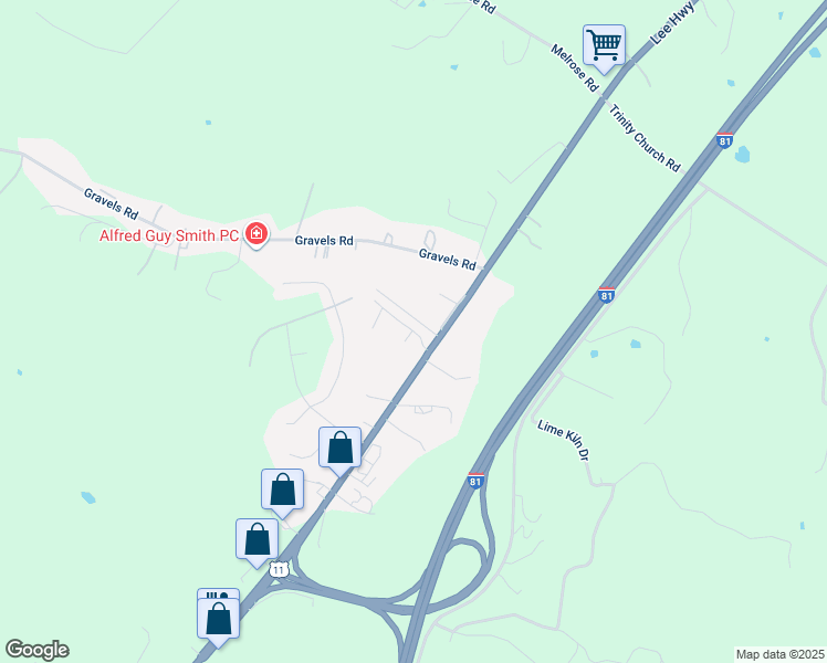 map of restaurants, bars, coffee shops, grocery stores, and more near Cedar Point Lane in Rockingham County