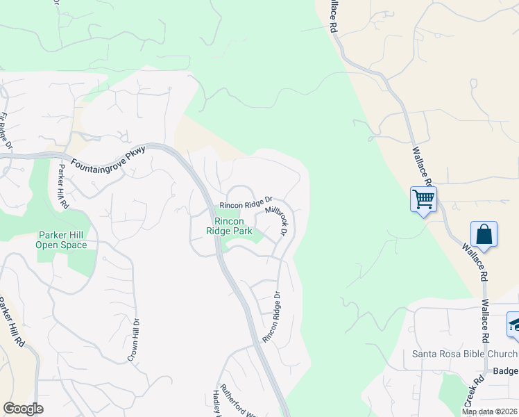 map of restaurants, bars, coffee shops, grocery stores, and more near 3980 Millbrook Drive in Santa Rosa