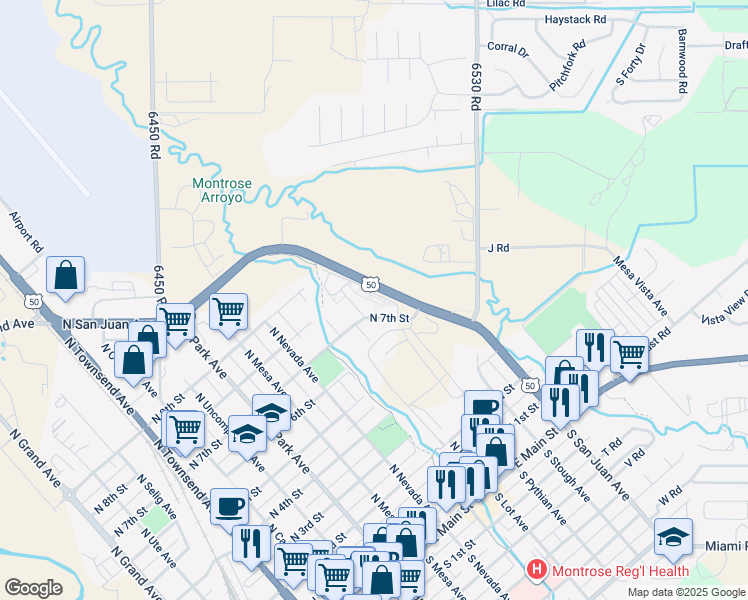 map of restaurants, bars, coffee shops, grocery stores, and more near 748 Cedar Creek Avenue in Montrose