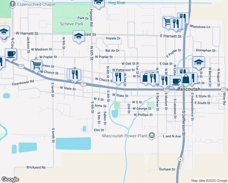 map of restaurants, bars, coffee shops, grocery stores, and more near 306 W Main St in Mascoutah
