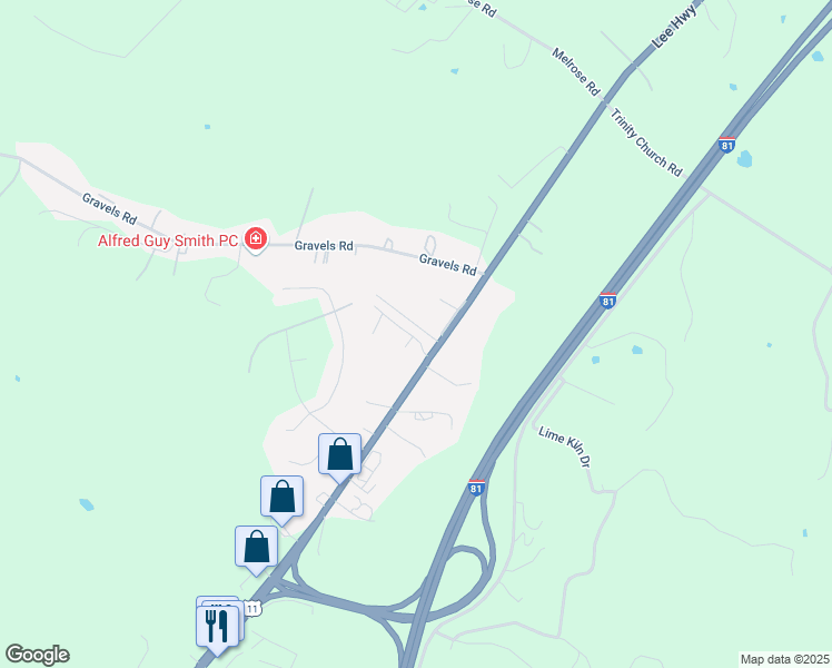 map of restaurants, bars, coffee shops, grocery stores, and more near 54 Cedar Point Lane in Harrisonburg