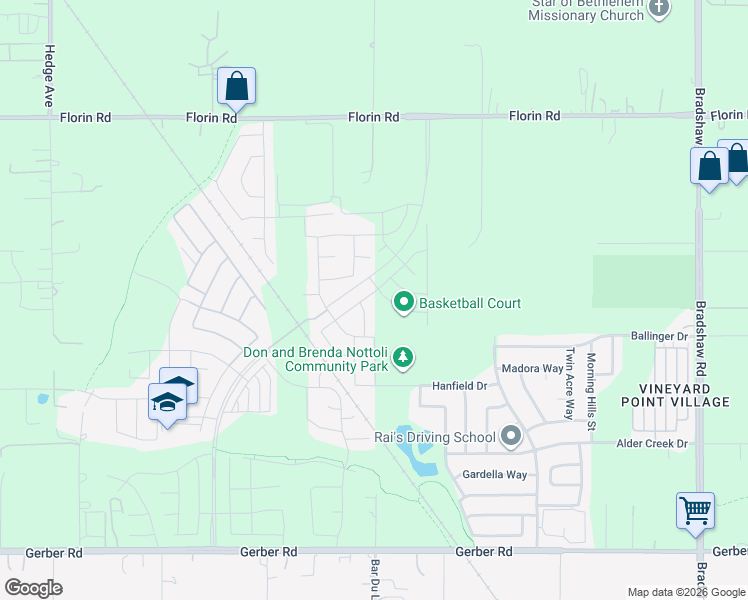 map of restaurants, bars, coffee shops, grocery stores, and more near 9458 Cheverny Way in Sacramento