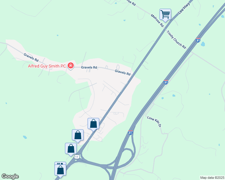 map of restaurants, bars, coffee shops, grocery stores, and more near 78 Cedar Point Lane in Harrisonburg
