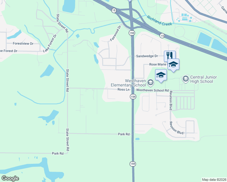 map of restaurants, bars, coffee shops, grocery stores, and more near 200 Ross Lane in Belleville