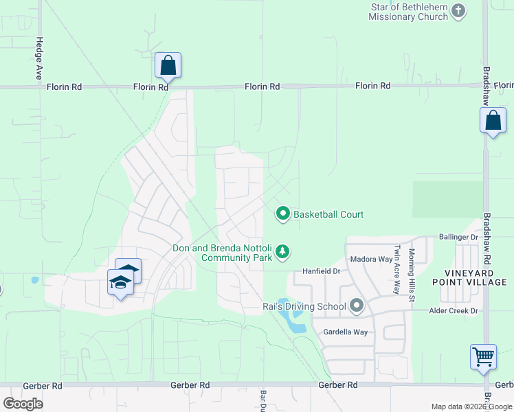 map of restaurants, bars, coffee shops, grocery stores, and more near 9458 Cheverny Way in Sacramento