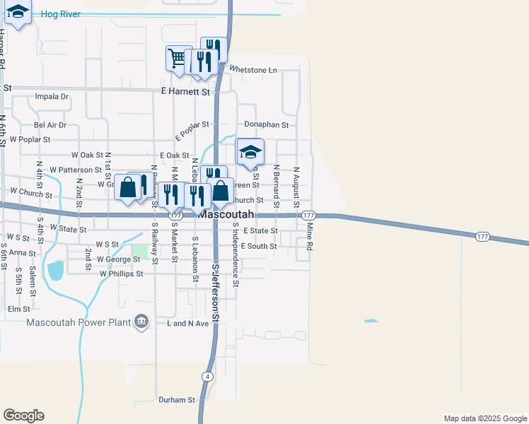 map of restaurants, bars, coffee shops, grocery stores, and more near 507 East Main Street in Mascoutah