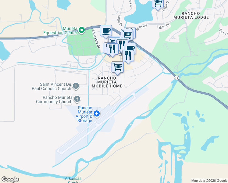 map of restaurants, bars, coffee shops, grocery stores, and more near 14738 Cantova Way in Rancho Murieta