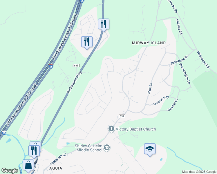 map of restaurants, bars, coffee shops, grocery stores, and more near 183 Olympic Drive in Stafford